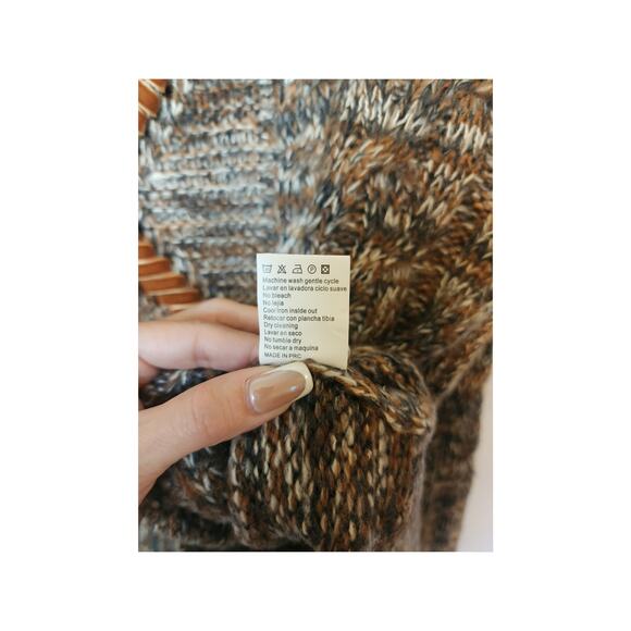 GeeGee Vintage Marled Knit Sweater Brown Black Cream Medium - Picture 8 of 8